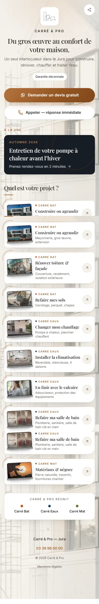Carré & Pro, vu au téléphone